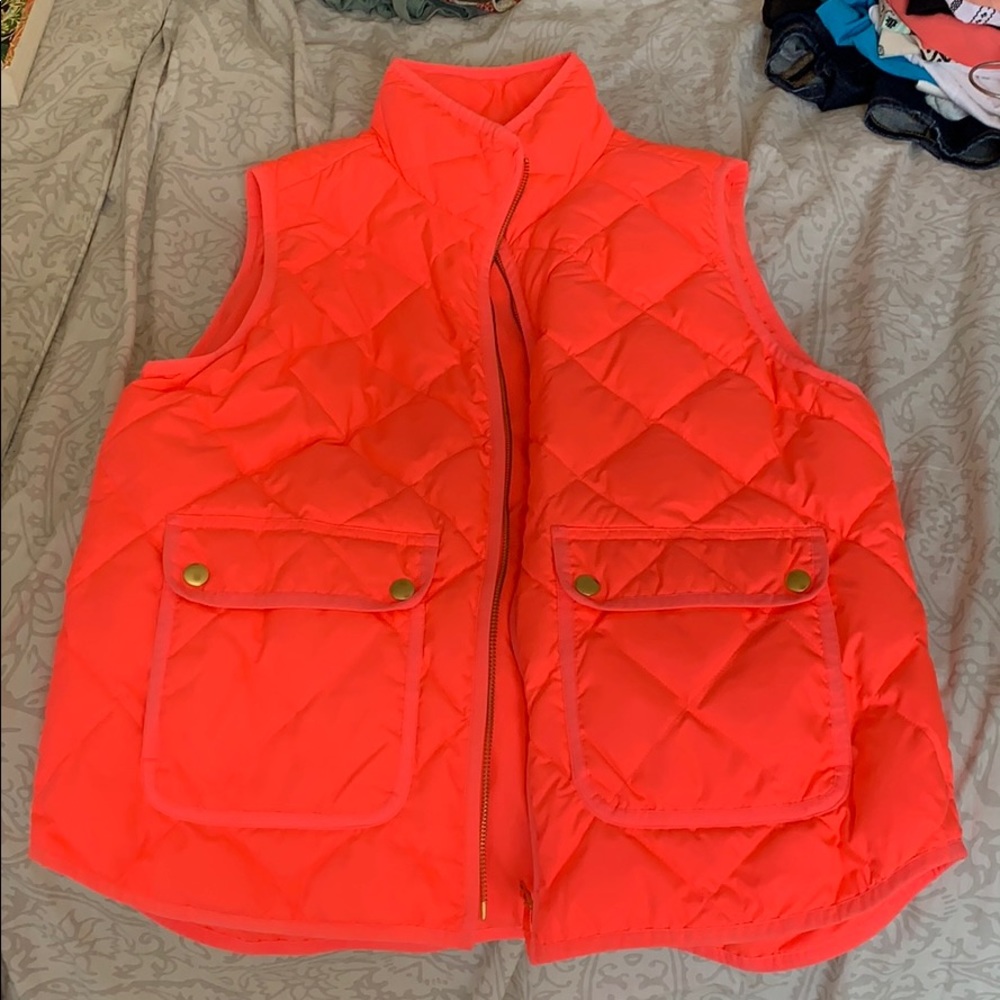 J. Crew Puffy Vest Neon Pink